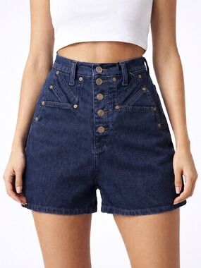 Zena Jeans High Waisted Denim Shorts Button Fly Y2K Vintage